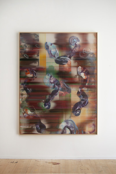 Hypotehtical landscape #77, Peinture et encres sur polycarbonate, 170x130 cm, 2025 - © Guillaume Linard-Osorio