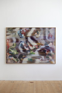 Hypotehtical landscape #75, Peinture et encres sur polycarbonate, 180x130 cm, 2025 - © Guillaume Linard-Osorio